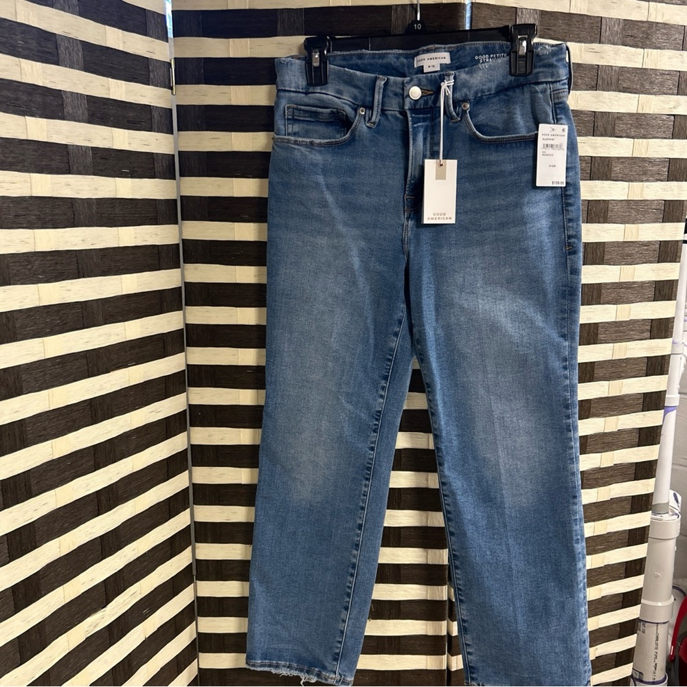 Good American Always Fits Petite 6-12 Straight Leg Blue Jeans  Indigo